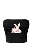 Sweet Bunny Siyah Straplez Crop