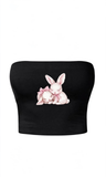 Sweet Bunny Siyah Straplez Crop