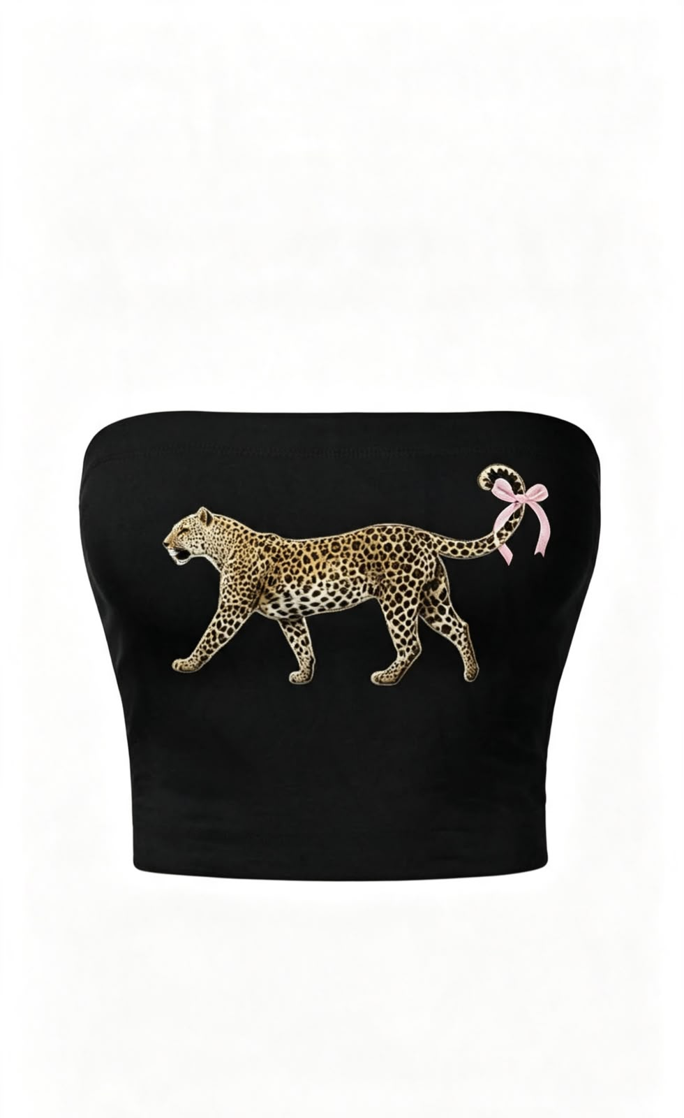 Coquette Leopard Siyah Straplez Crop