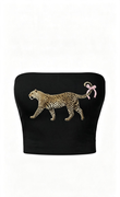 Coquette Leopard Siyah Straplez Crop
