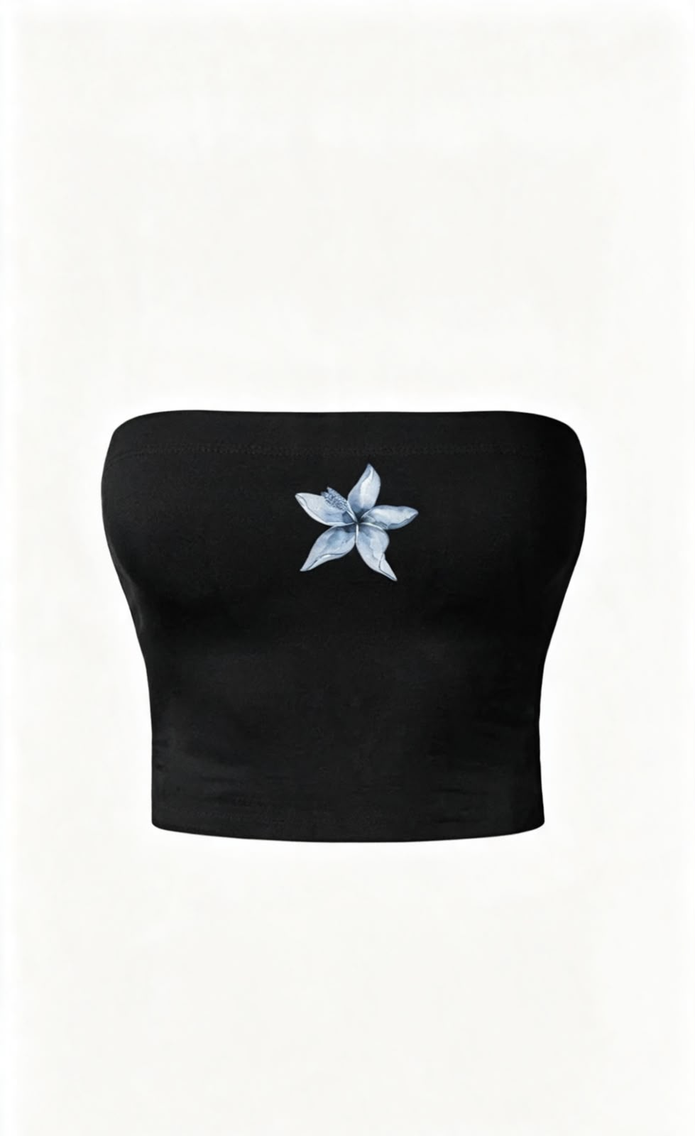 Blue Blossom Siyah Straplez Crop