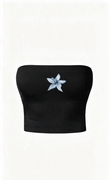 Blue Blossom Siyah Straplez Crop