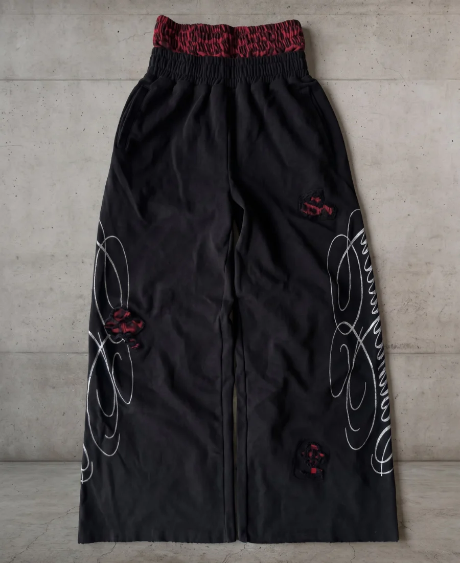 Leopar Desenli Yırtık Detaylı Baggy Eşofman Altı