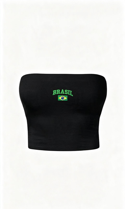 Brasil Spirit Siyah Straplez Crop