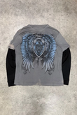 Gri Wing & Shield Gotik Siyah Kollu Unisex Sweatshirt