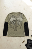 Yeşil MMA ClITE Skull Gotik Siyah Kollu Unisex Sweatshirt