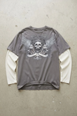Füme King Skull Gotik Beyaz Kollu Unisex Sweatshirt