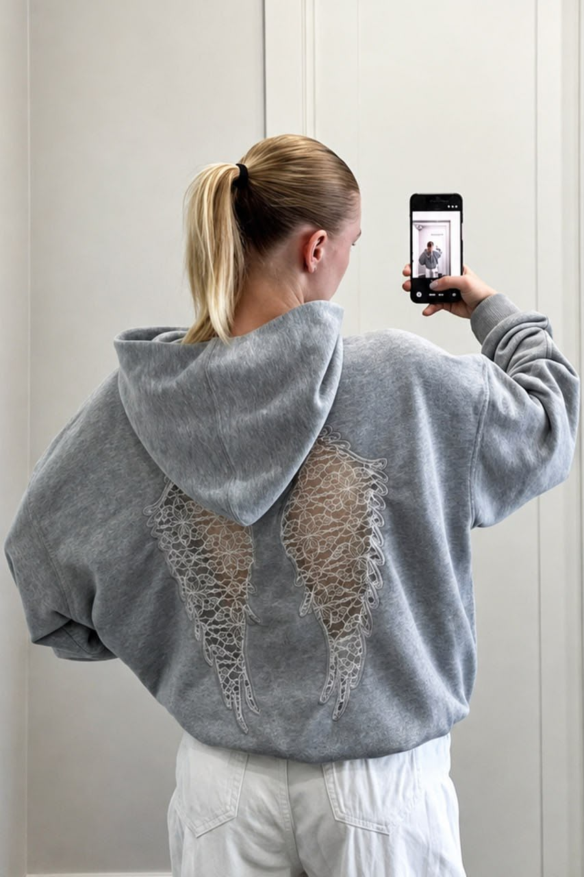 WING SIRT DANTEL KANAT DETAYLI SWEATSHIRT