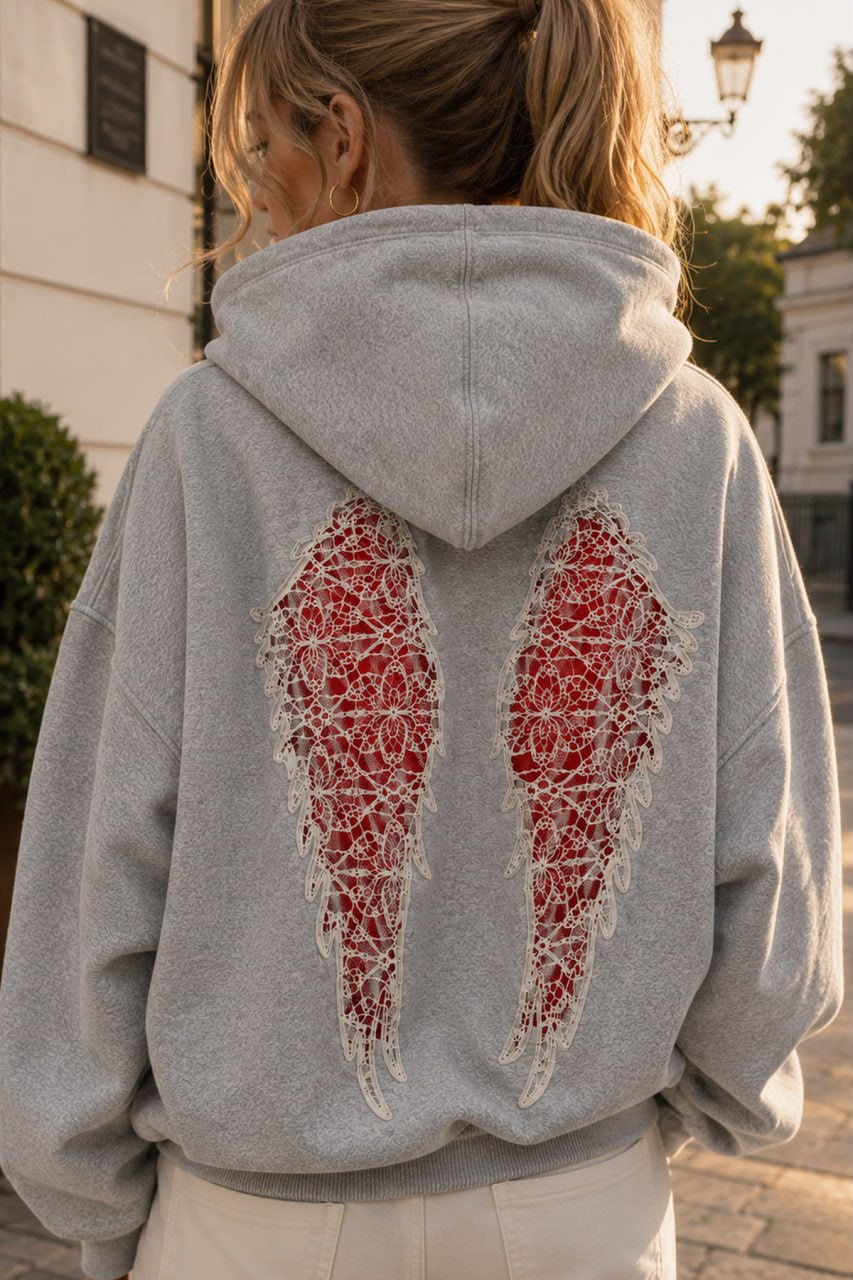 WING SIRT DANTEL KANAT DETAYLI SWEATSHIRT