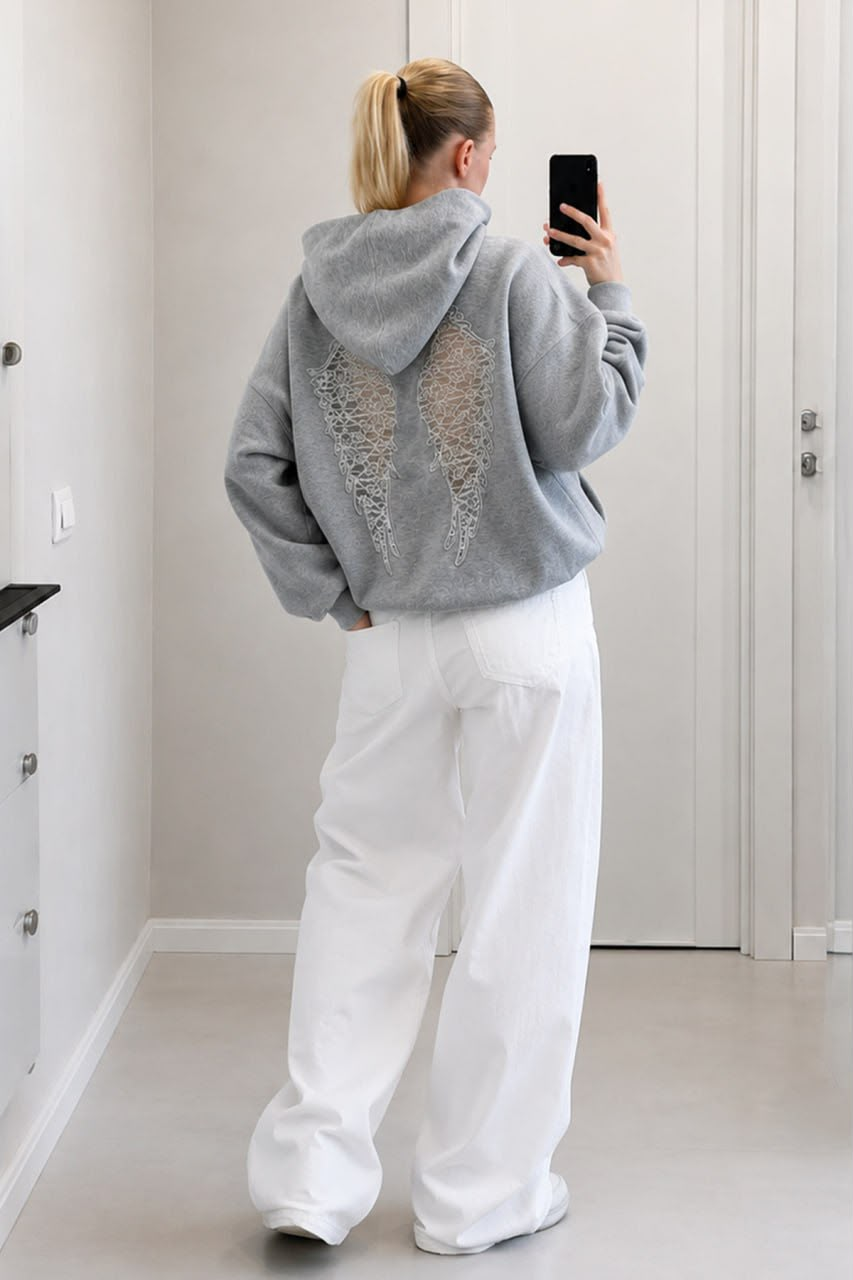 WING SIRT DANTEL KANAT DETAYLI SWEATSHIRT