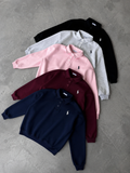 Polo Yaka Nakış Detaylı Basic Oversize Unisex Sweatshirt