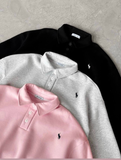 Polo Yaka Nakış Detaylı Basic Oversize Unisex Sweatshirt
