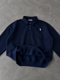 Polo Yaka Nakış Detaylı Basic Oversize Unisex Sweatshirt