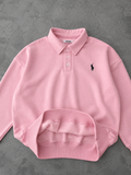 Polo Yaka Nakış Detaylı Basic Oversize Unisex Sweatshirt