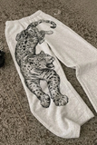Gri Melanj Leopar Wide Leg Unisex Harajuku Y2K Eşofman