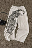 Gri Melanj Leopar Wide Leg Unisex Harajuku Y2K Eşofman