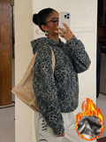Leopard Oversize Kapüşonlu Premium Sweatshirt