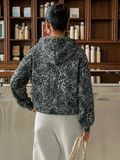 Leopard Oversize Kapüşonlu Premium Sweatshirt