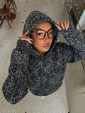 Leopard Oversize Kapüşonlu Premium Sweatshirt