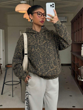 Leopard Oversize Kapüşonlu Premium Sweatshirt