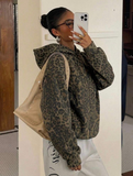 Leopard Oversize Kapüşonlu Premium Sweatshirt