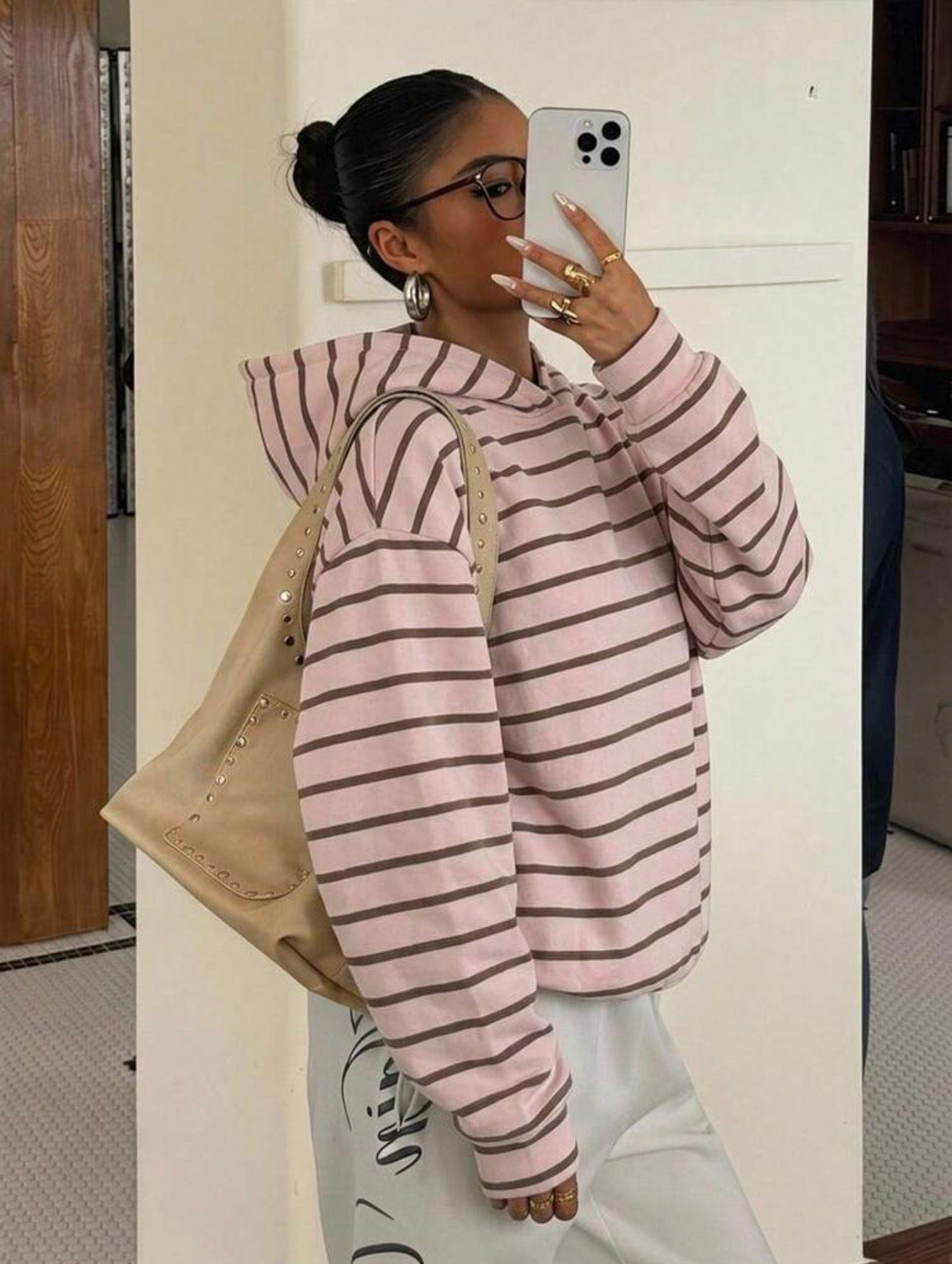 Classic Stripe Premium Kapüşonlu Hoodie