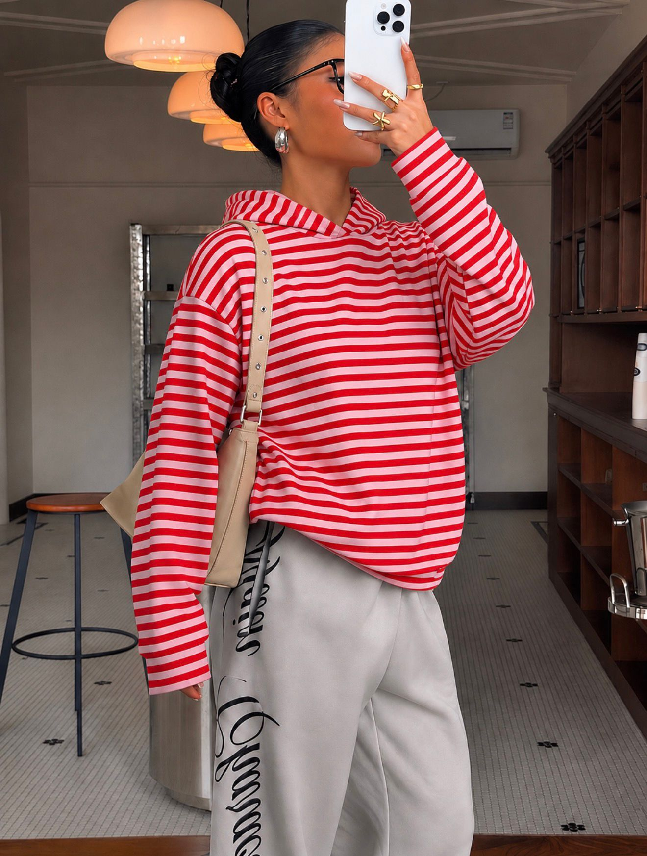Classic Stripe Premium Kapüşonlu Hoodie