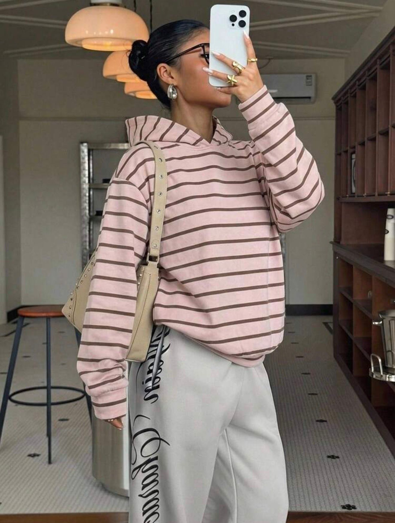 Classic Stripe Premium Kapüşonlu Hoodie