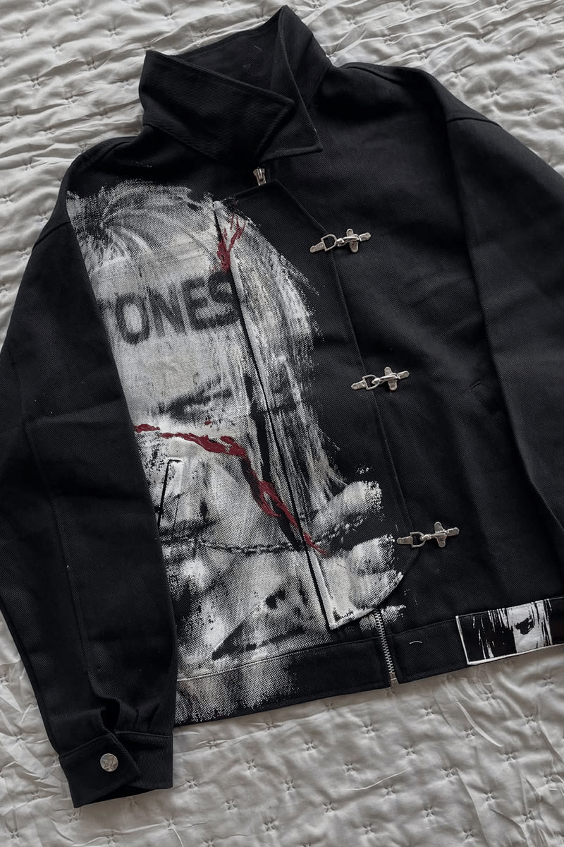 Siyah Deftones Entombed Kancalı Gabardin Grunge Gotik Y2K Unisex Ceket