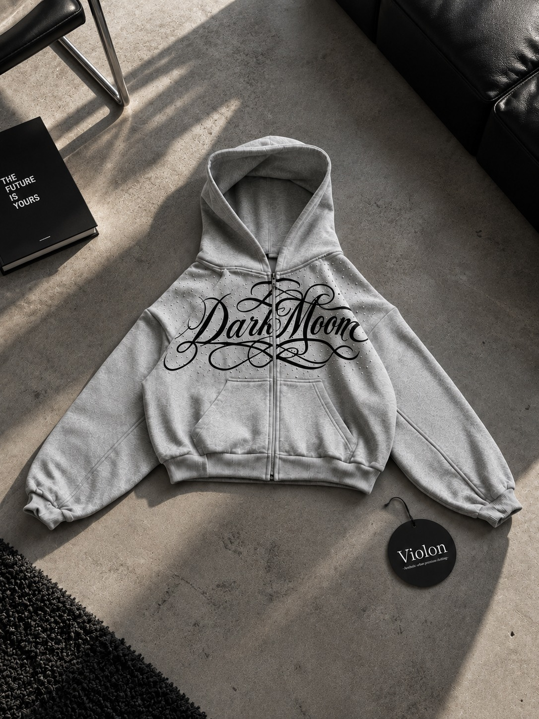 Dark Moon Crystal Zip Hoodie