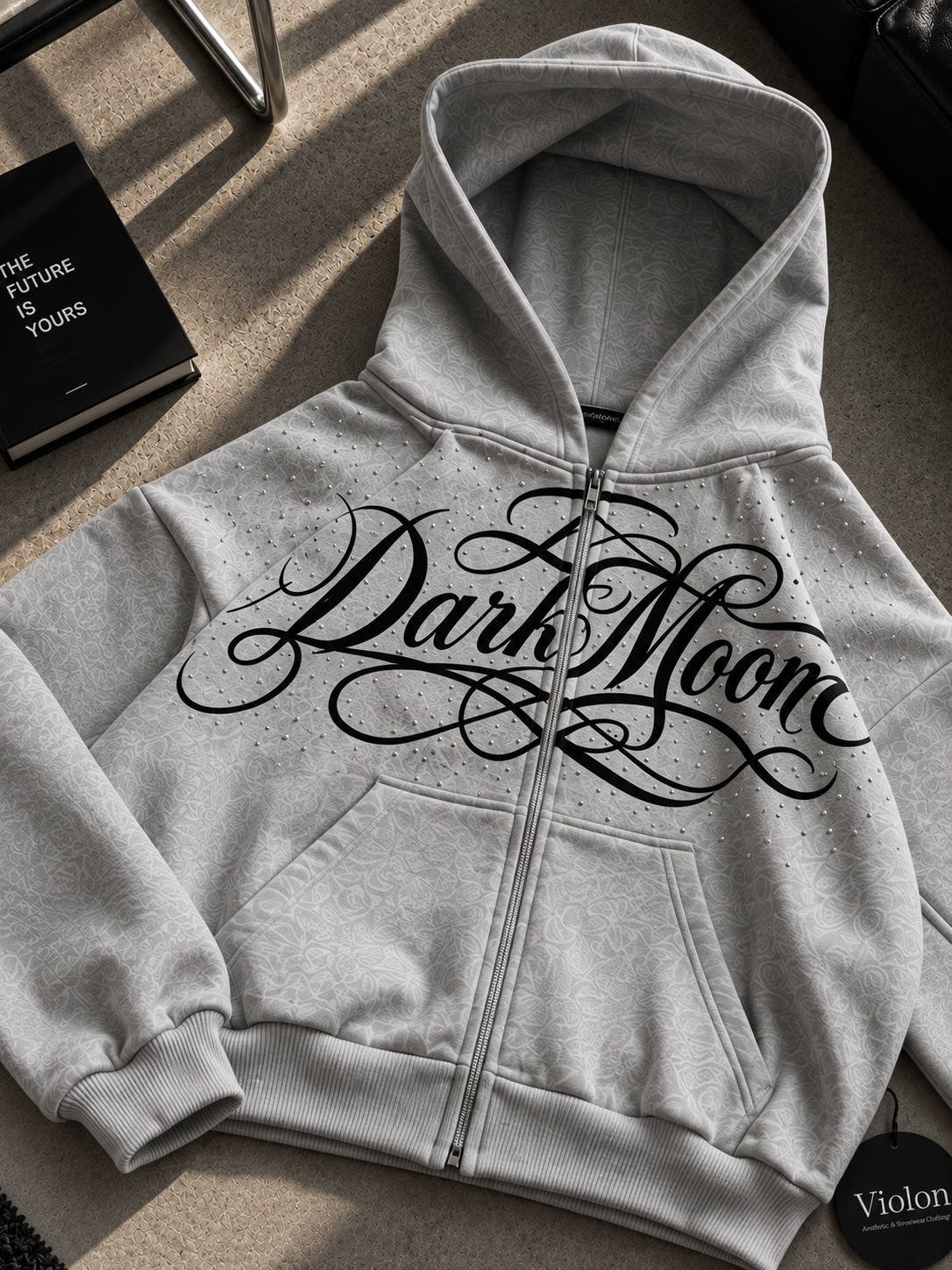 Dark Moon Crystal Zip Hoodie