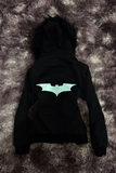 Siyah Kürklü Batman Yarasa Y2K Crop Hırka