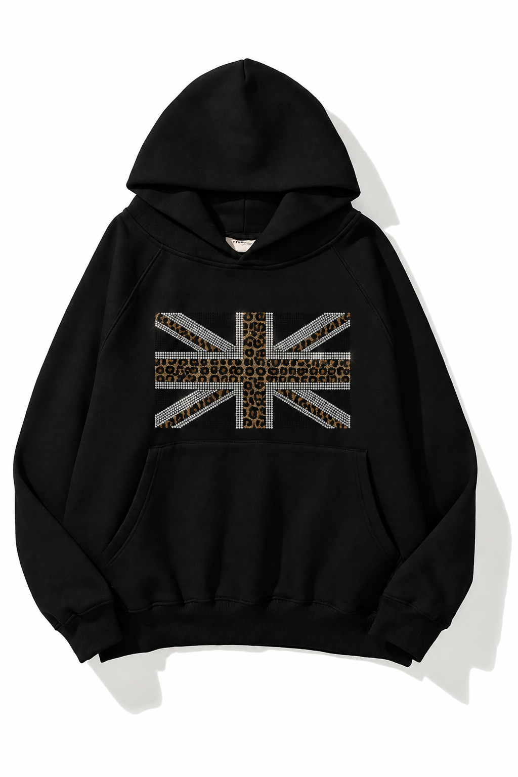 Leopard Taş Baskılı Oversize Hoodie