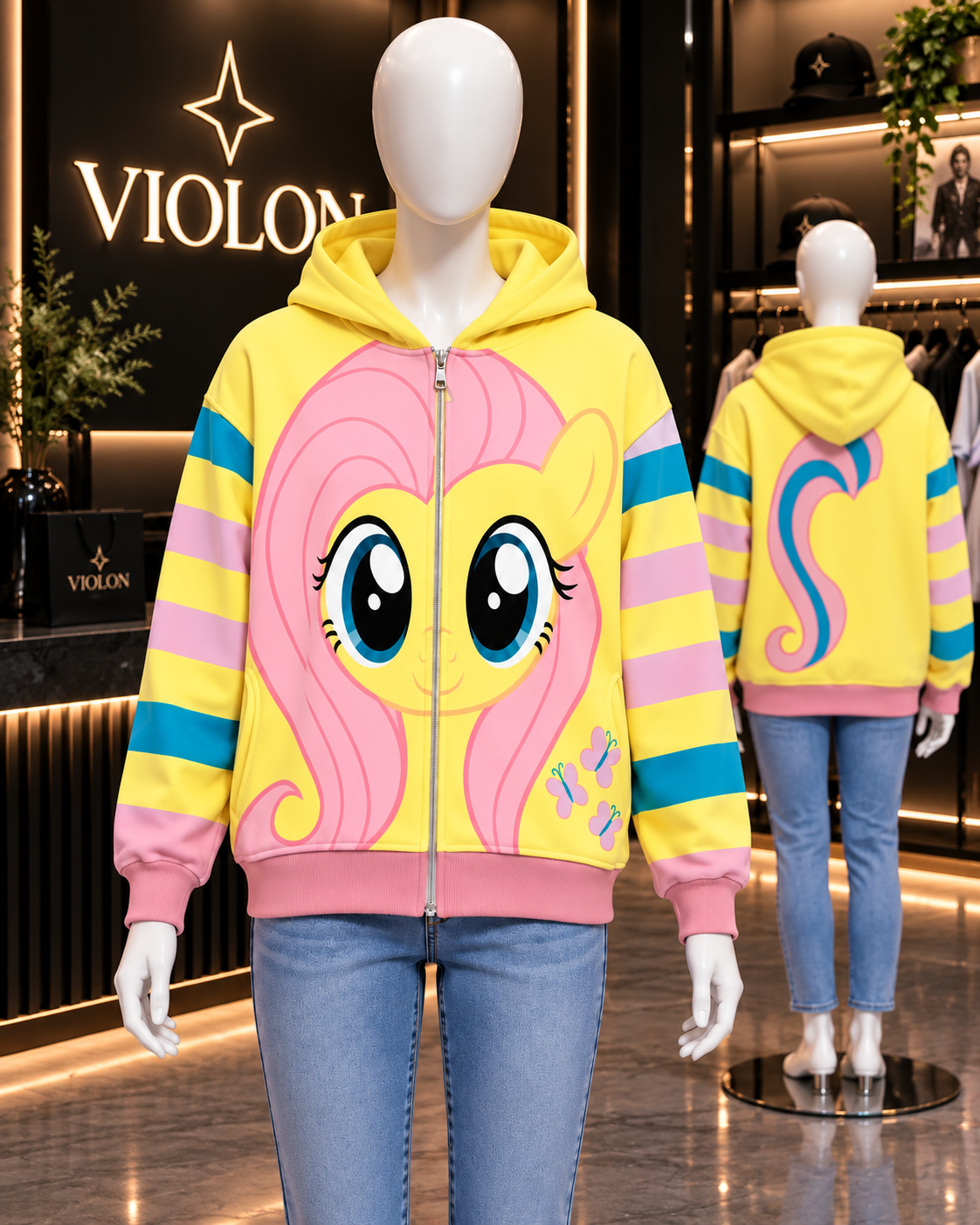 My Little Pony Desenli Kapüşonlu Şardonlu Hırka