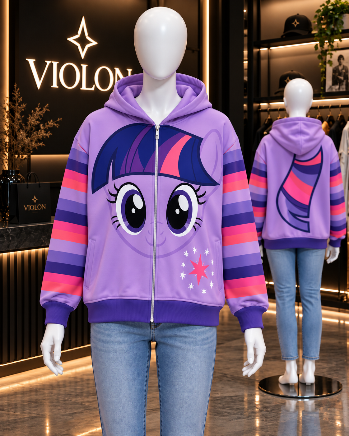 My Little Pony Desenli Kapüşonlu Şardonlu Hırka