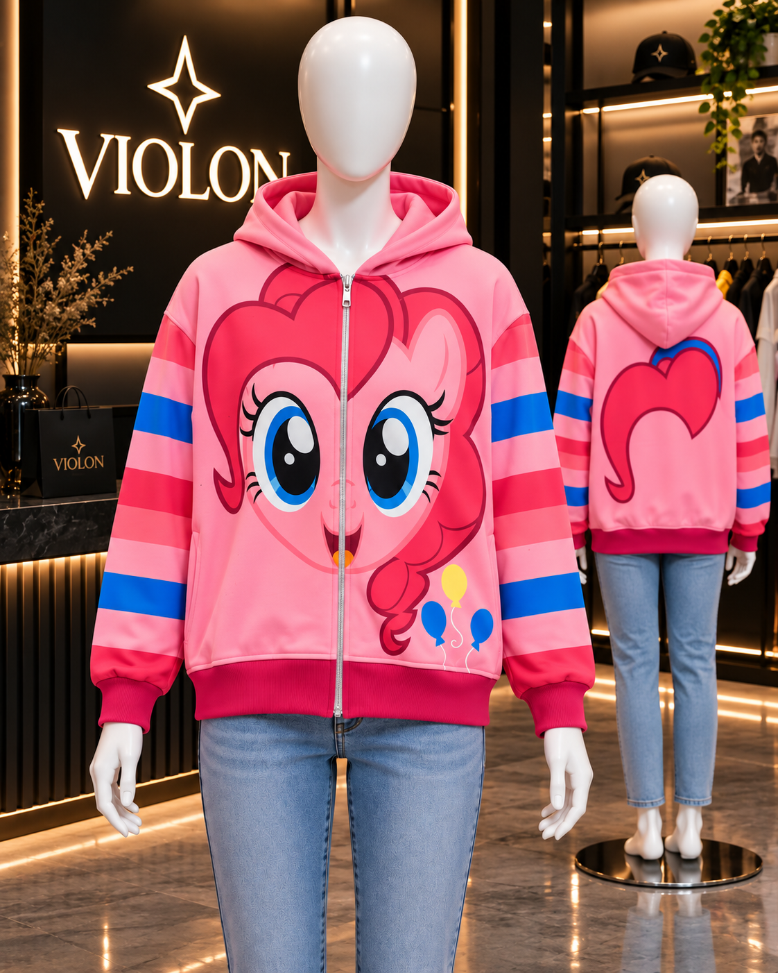 My Little Pony Desenli Kapüşonlu Şardonlu Hırka