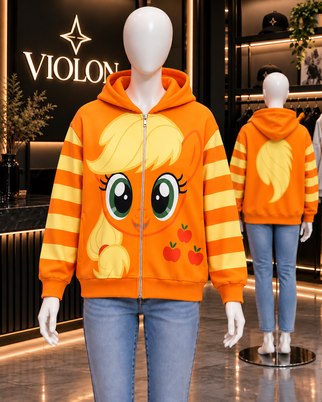 My Little Pony Desenli Kapüşonlu Şardonlu Hırka