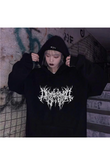 Gothic Graphic Baskılı Siyah Unisex Oversize Kapüşonlu Sweatshirt