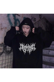 Gothic Graphic Baskılı Siyah Unisex Oversize Kapüşonlu Sweatshirt