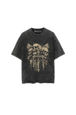 Gothic Skull Cross Baskılı Unisex Oversize T-Shirt