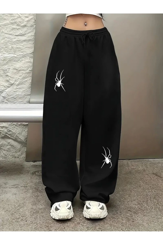 Gothic Spider Baskılı Oversize Baggy Eşofman Altı