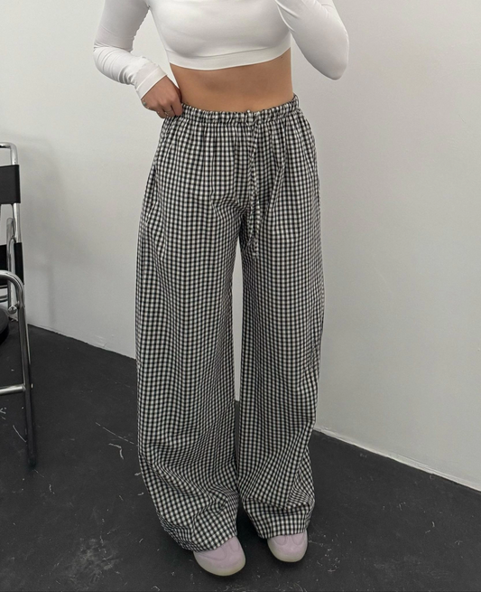 Gri Kareli Sofıra Eşofman Altı