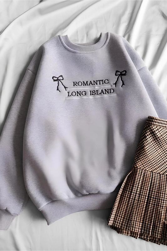 Gri Romantic Long Island 3 İplik Şardonlu Sweatshirt