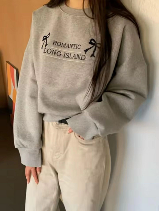 Gri Romantic Long Island Oversize Unisex Sweatshirt ( 3 iplik )