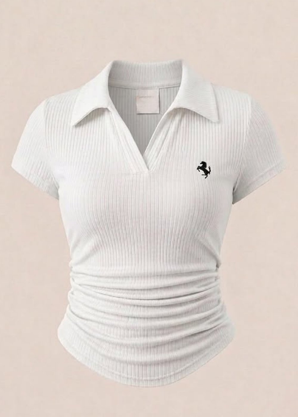 Luxy Polo Yaka Fitilli Likralı Bluz