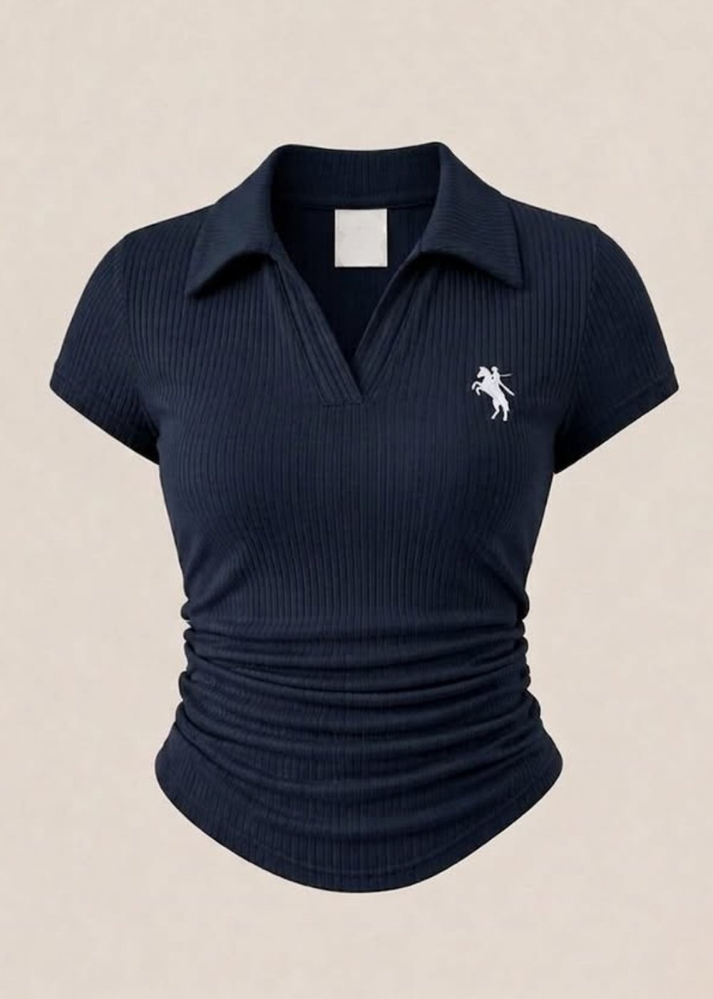 Luxy Polo Yaka Fitilli Likralı Bluz