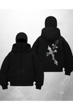Haç Crisis Baskılı Siyah Samuray Kar Maske Sweatshirt Hırka