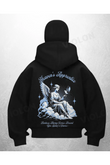 Heavens Angel Baskılı Siyah Samuray Kar Maske Sweatshirt Hırka