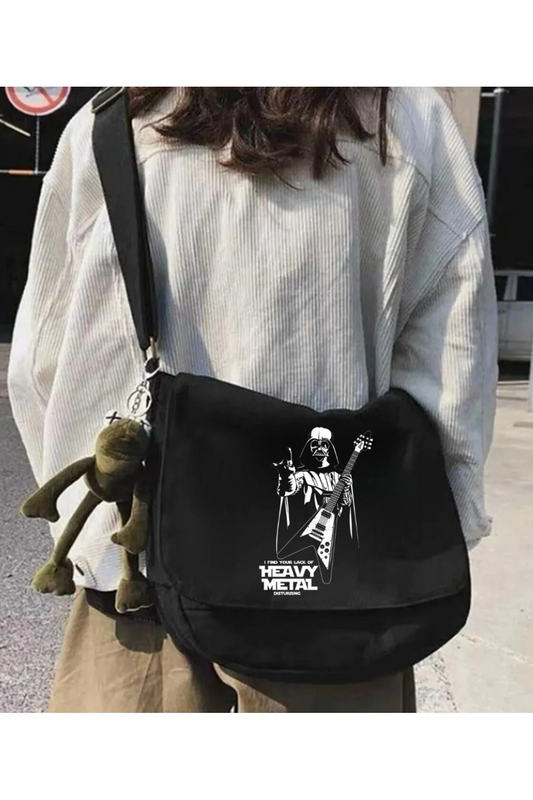 Heavy Metal Siyah Postacı Çantası