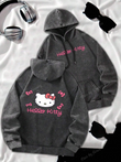 Hello Kitty Baskılı Yıkamalı Renk Sweatshirt